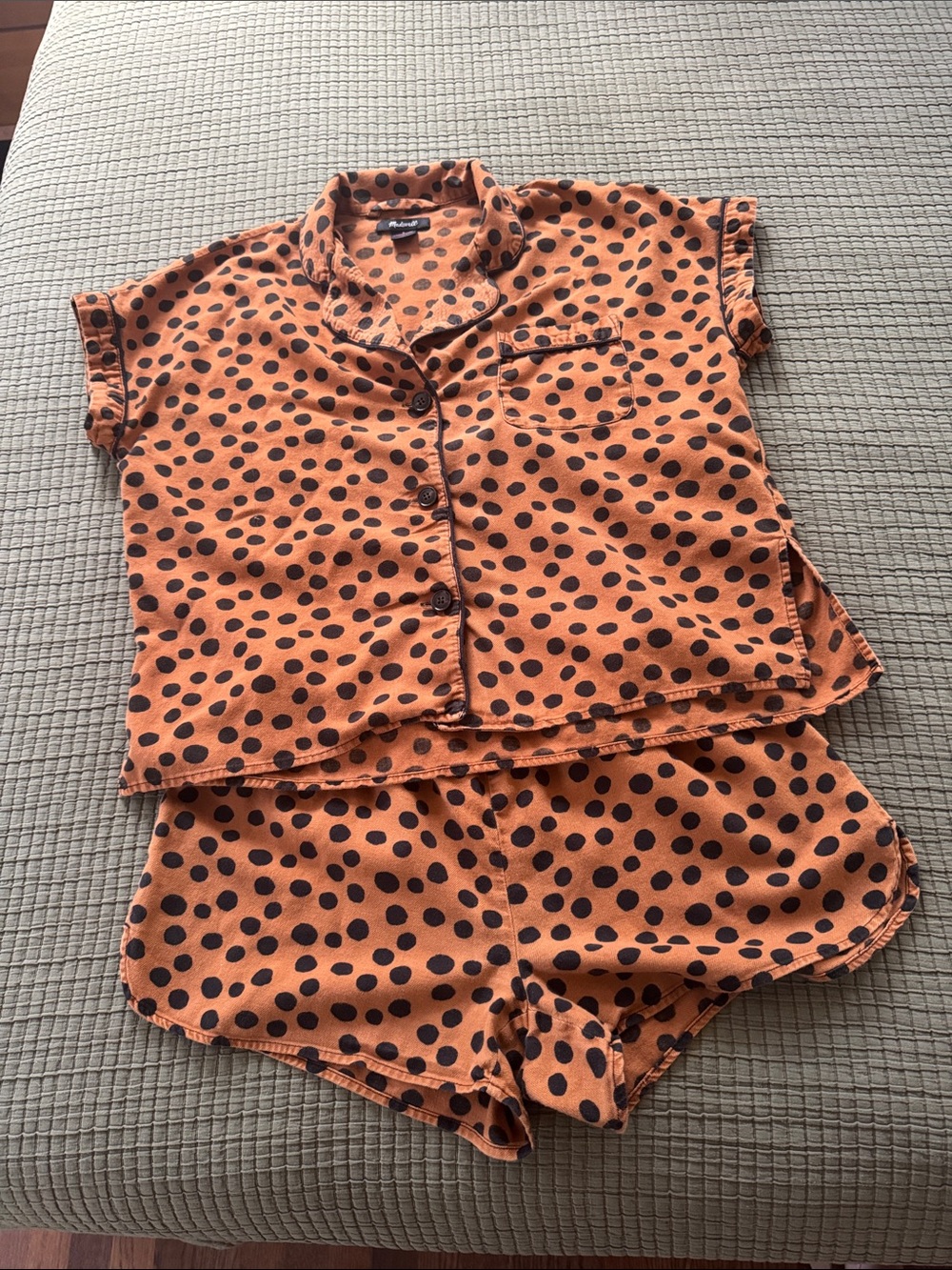 Leopard Polka Dot Pajama Set - Lightweight Short Sleeve